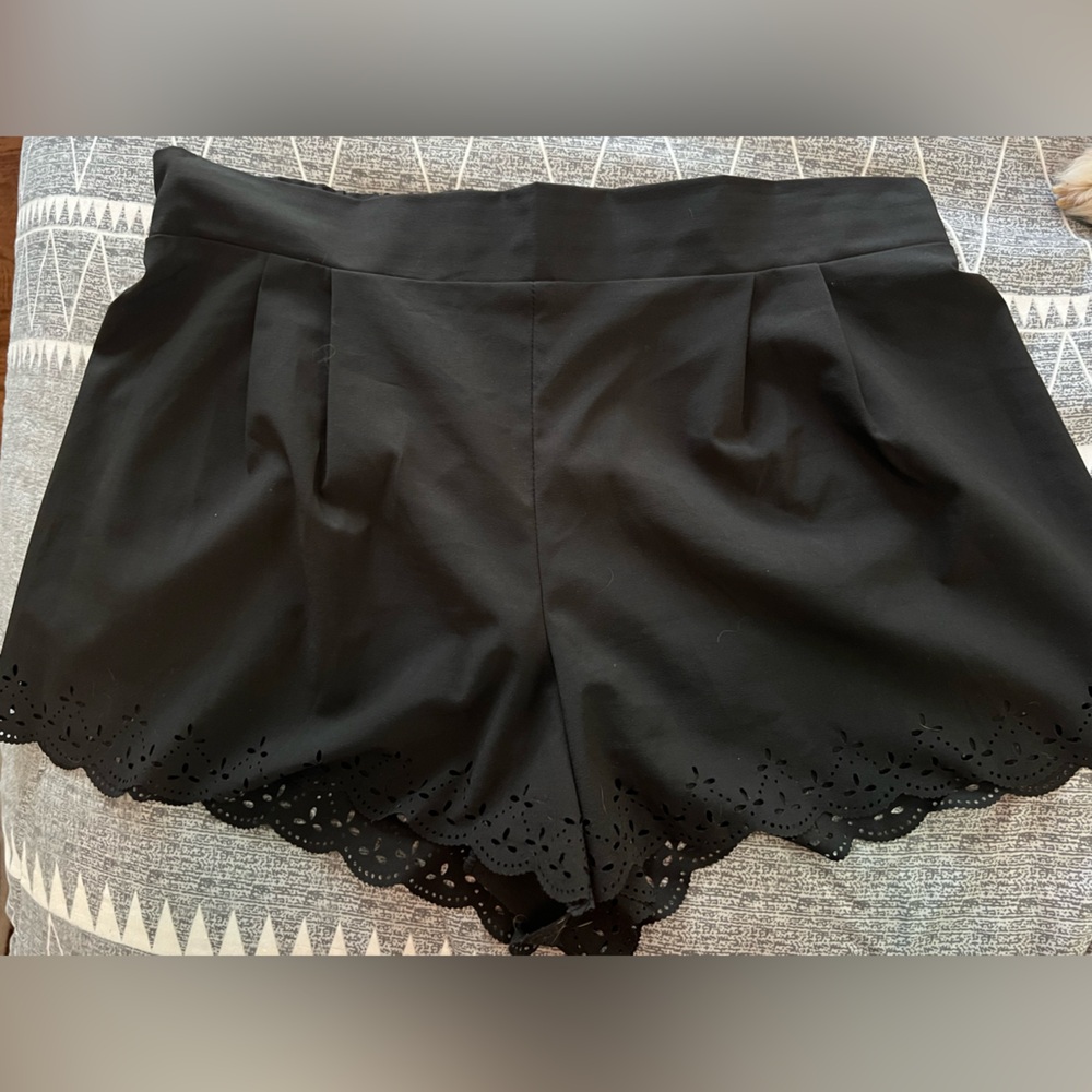 Black Shorts with Lace Hem